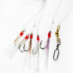 Feather rig flash white beads swivels - 1