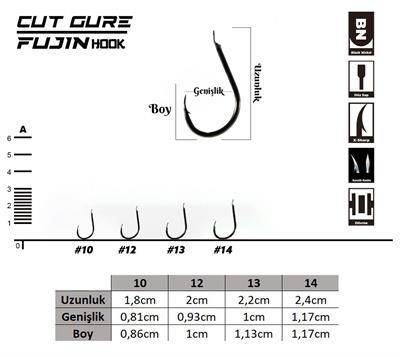 Fujin Cut Gure Deliksiz Düz Olta Kancası - 2