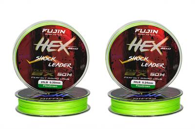 Fujin Hex Braid 8x 50mt Fluo Green PE İP Shock Leader - 1