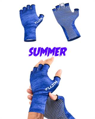 Fujin Pro Angler Summer Gloves Blue - 1