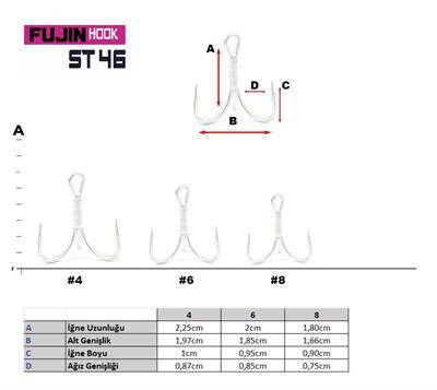 Fujin ST46 Üçlü Maket Balık İğnesi - 2