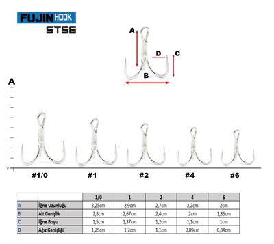 Fujin ST56 Üçlü Maket Balık İğnesi Nickel - 2