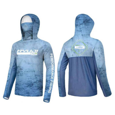 RYUJI UV PERFORMANCE HOODIE SHIRT+NECK, BLUE SKY - 1