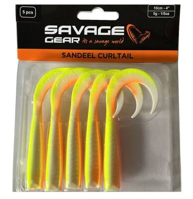 Savage Gear LB Sandeel Curltail 10cm Lemon Back 5 Adet Sahte Balık - 1