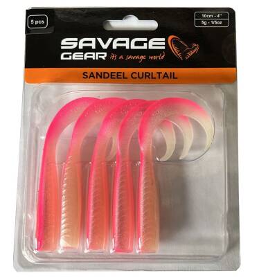 Savage Gear LB Sandeel Curltail 10cm Pink Glow Back 5 Adet Sahte Balık - 1