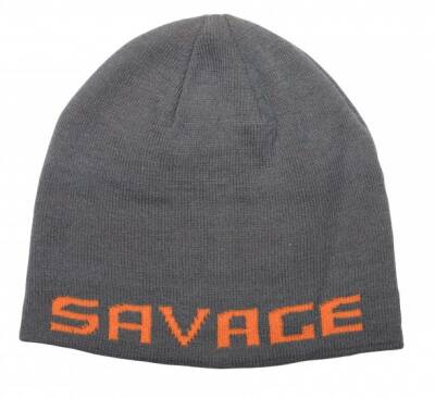 Savage Gear Logo Beanie One Size Rock Grey/Orange - 1