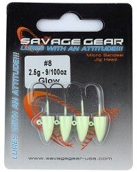 Savage gear LRF Micro sandeel jigghead 1,5g #8 4pcs Glow Sahte Balık - 2