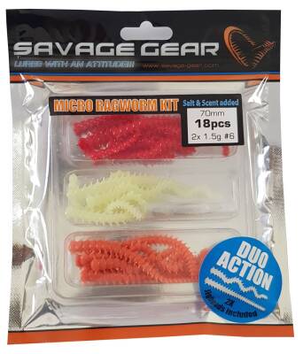 Savage gear Lrf Ragworm Kit 18+2 Adet (UV-Red-Pink-Glow) - 1