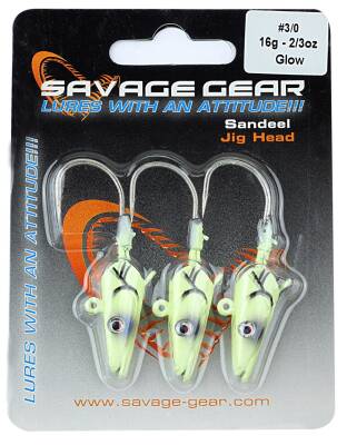 Savage gear Sandeel Jig Head 16g 3/0 - 3pcs Glow Sahte Balık - 2