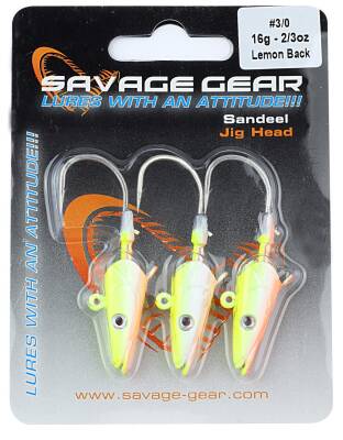 Savage gear Sandeel Jig Head 16g 3/0 - 3pcs Lemon Back Sahte Balık - 2